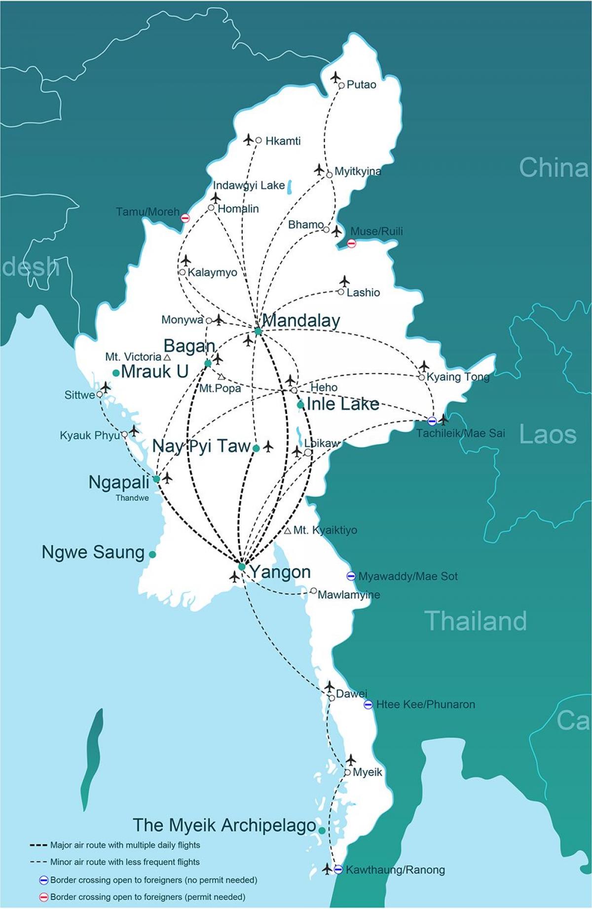 미얀마 공항 지도