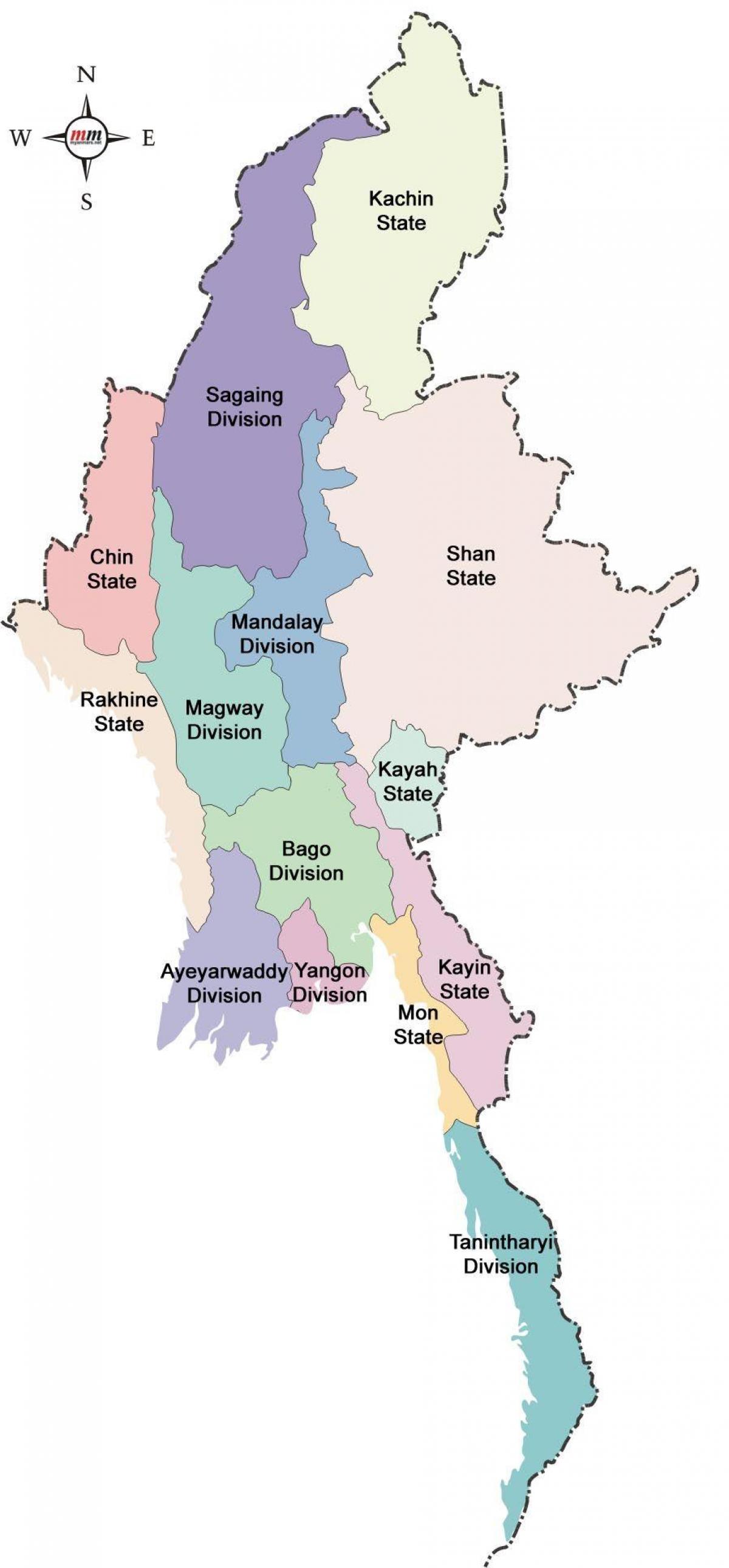 미얀마 states 지도