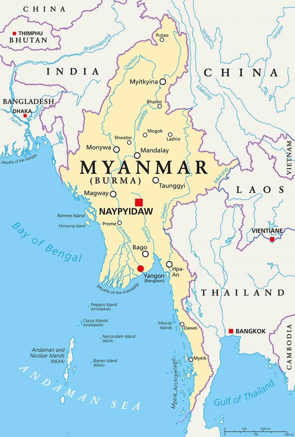 미얀마에 국가 지도